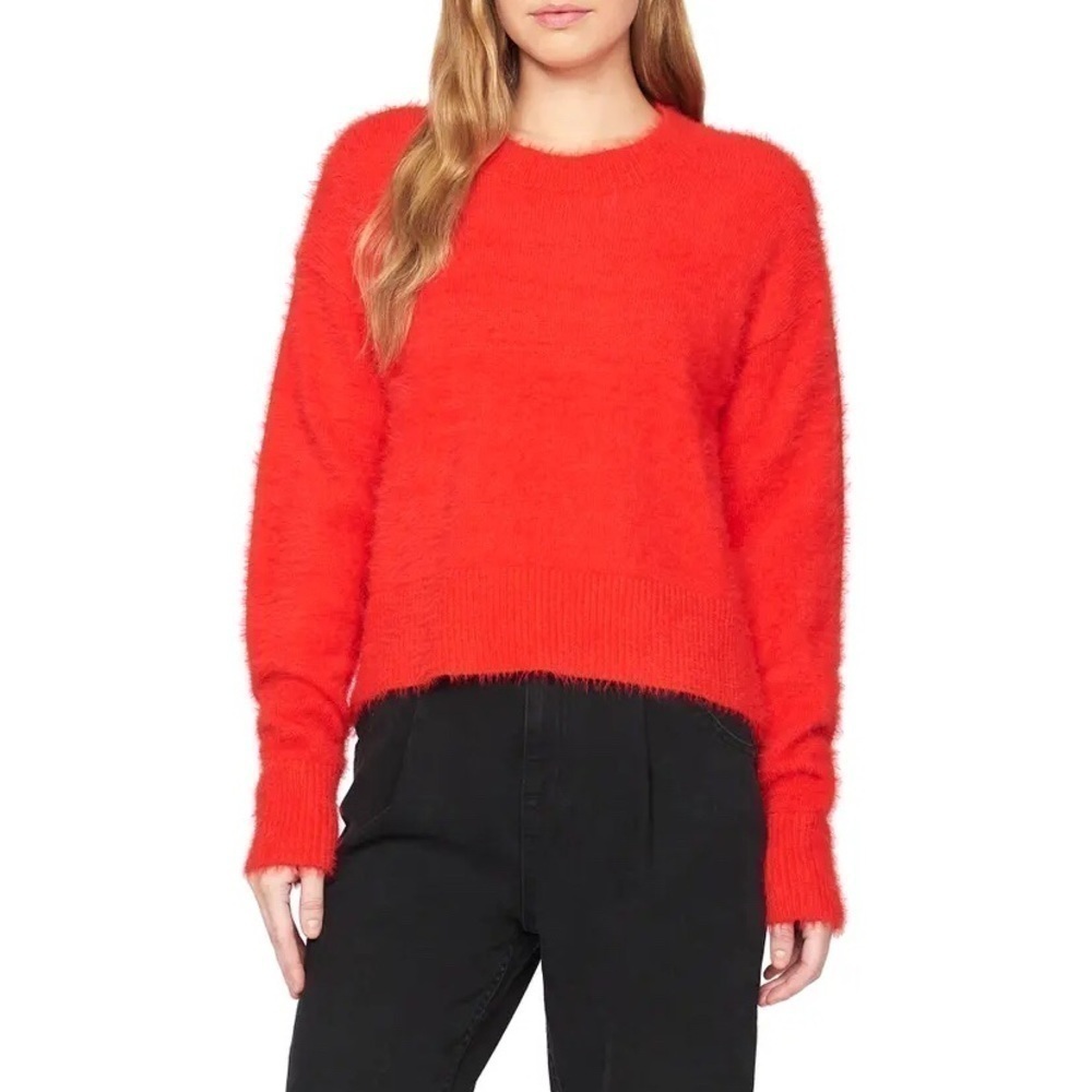 Sanctuary Popover Red Crewneck Sweater Top Blouse v6x